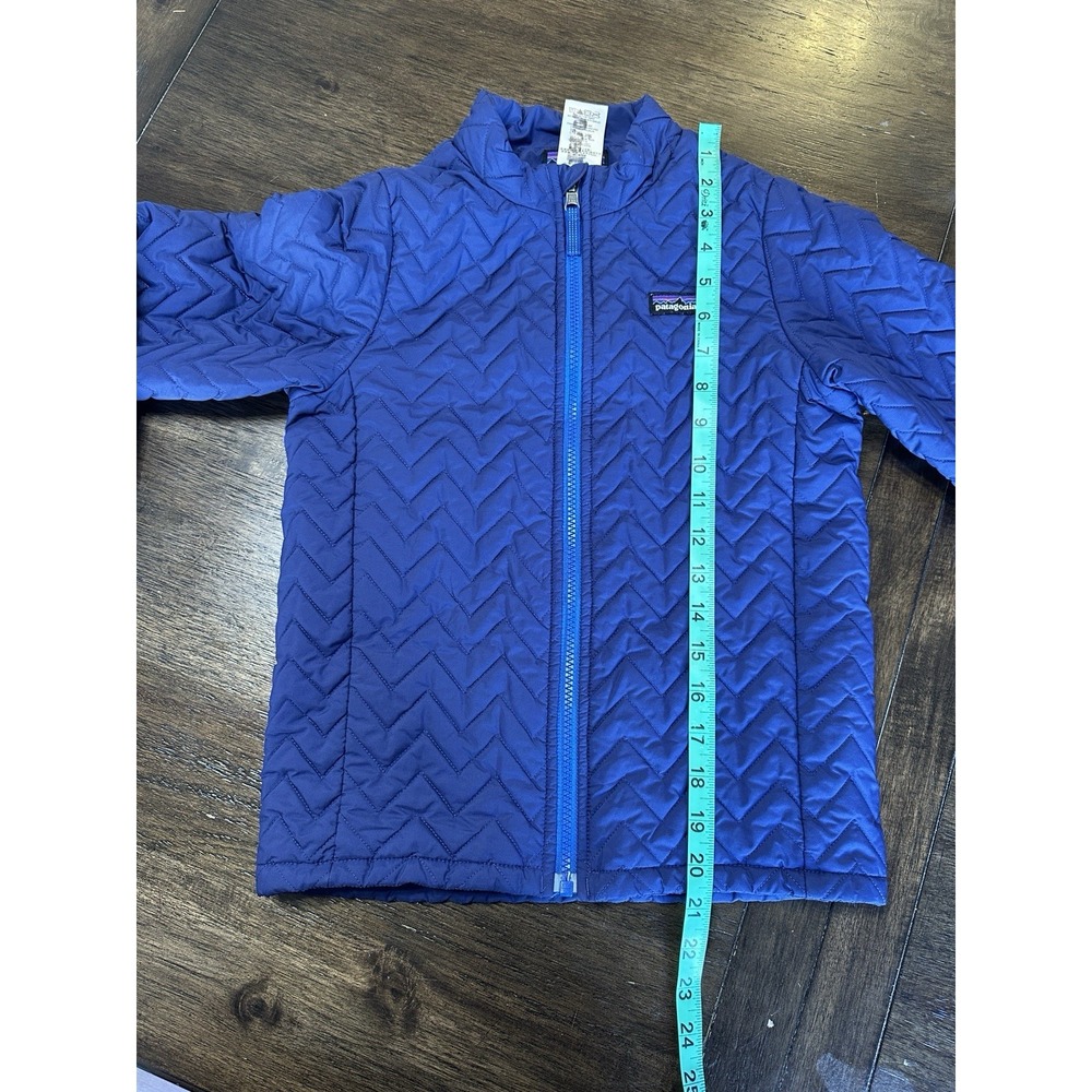 Patagonia Girl's M Sweater Jacket Quilted Chevron Blue Full Zip Coat Outdoor - Picture 11 of 11
